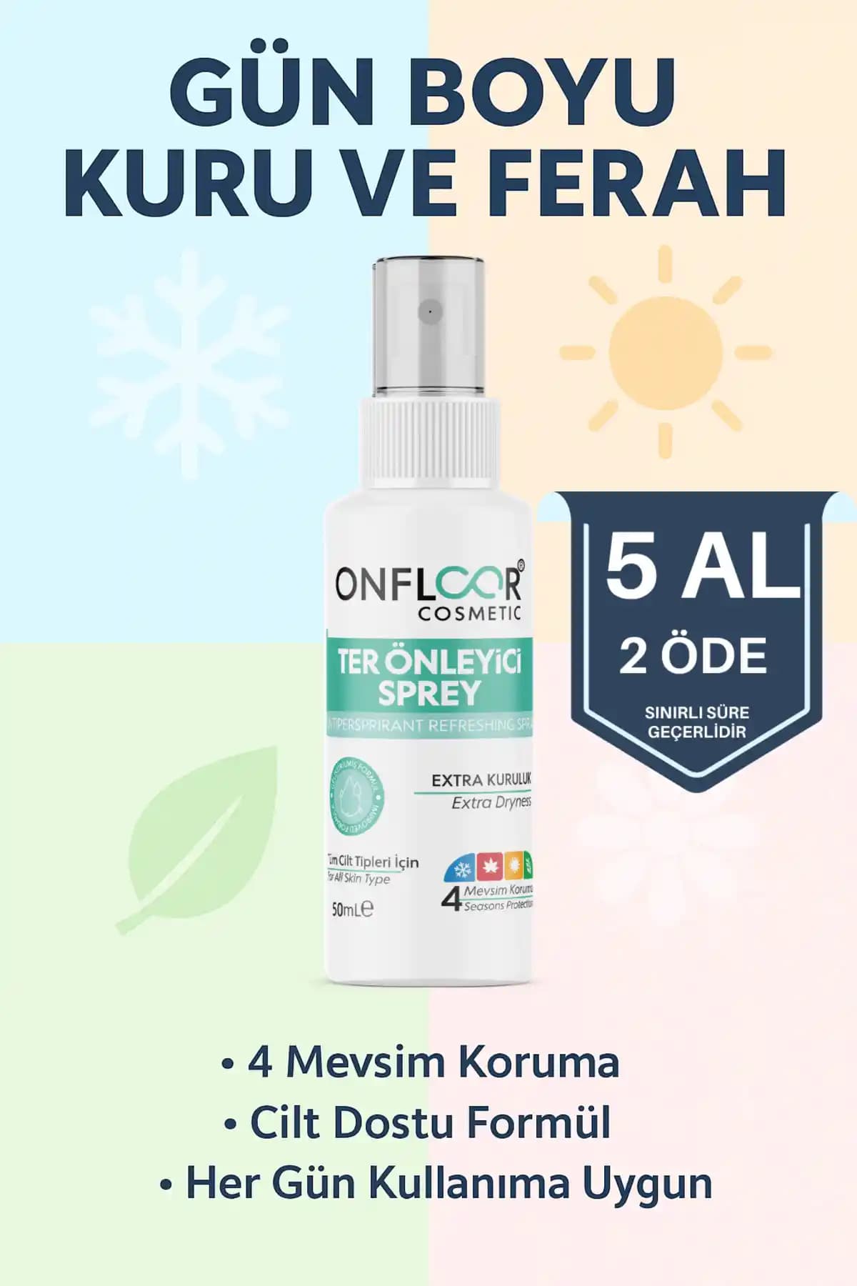 ONFLOOR COSMETİC Ter Önleyici Sprey: Tüm Vücut İçin Etkili Ter ve Koku Koruması