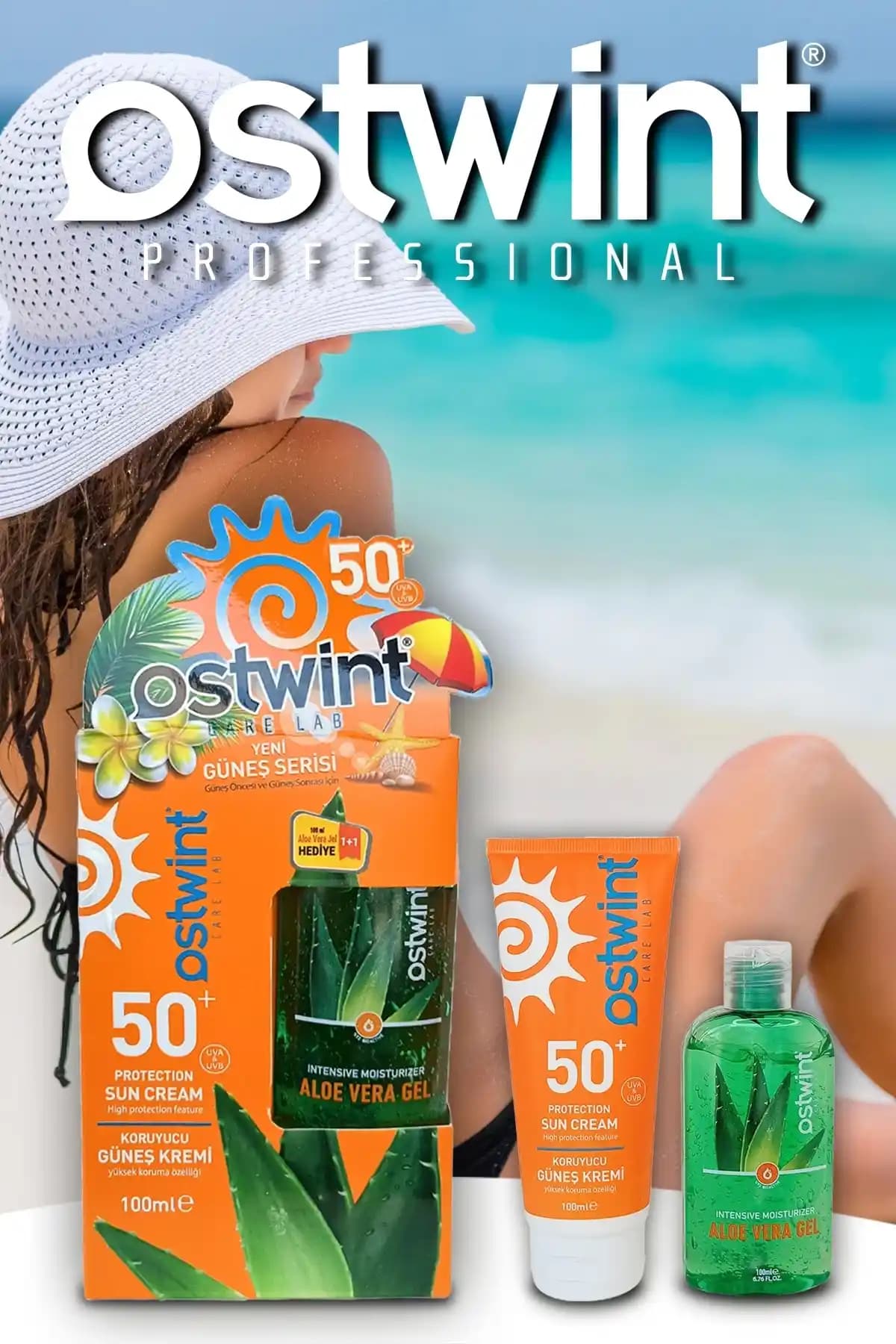 Ostwint Güneş Kremi ve Aloe Vera Jel Seti ile Yüksek SPF 50+ Koruma ve Nemlendirme