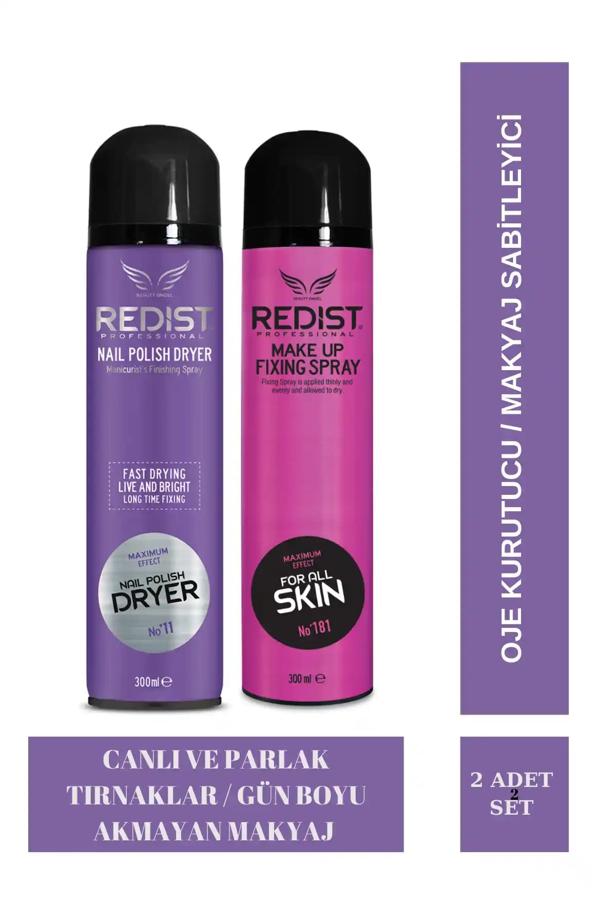 Redist Oje Kurutucu ve Makyaj Sabitleyici Sprey Seti ile Hızlı ve Kalıcı Bakım