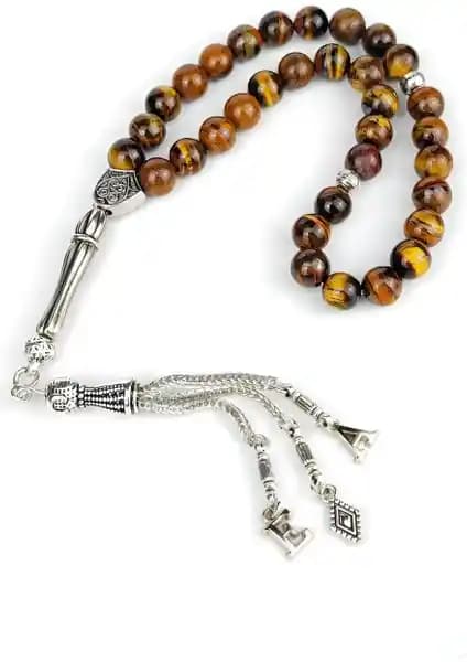 Satürn Silver Kişiye Özel Harfli Püsküllü Kaplangözü ve Hematit Tesbih Tasarımı