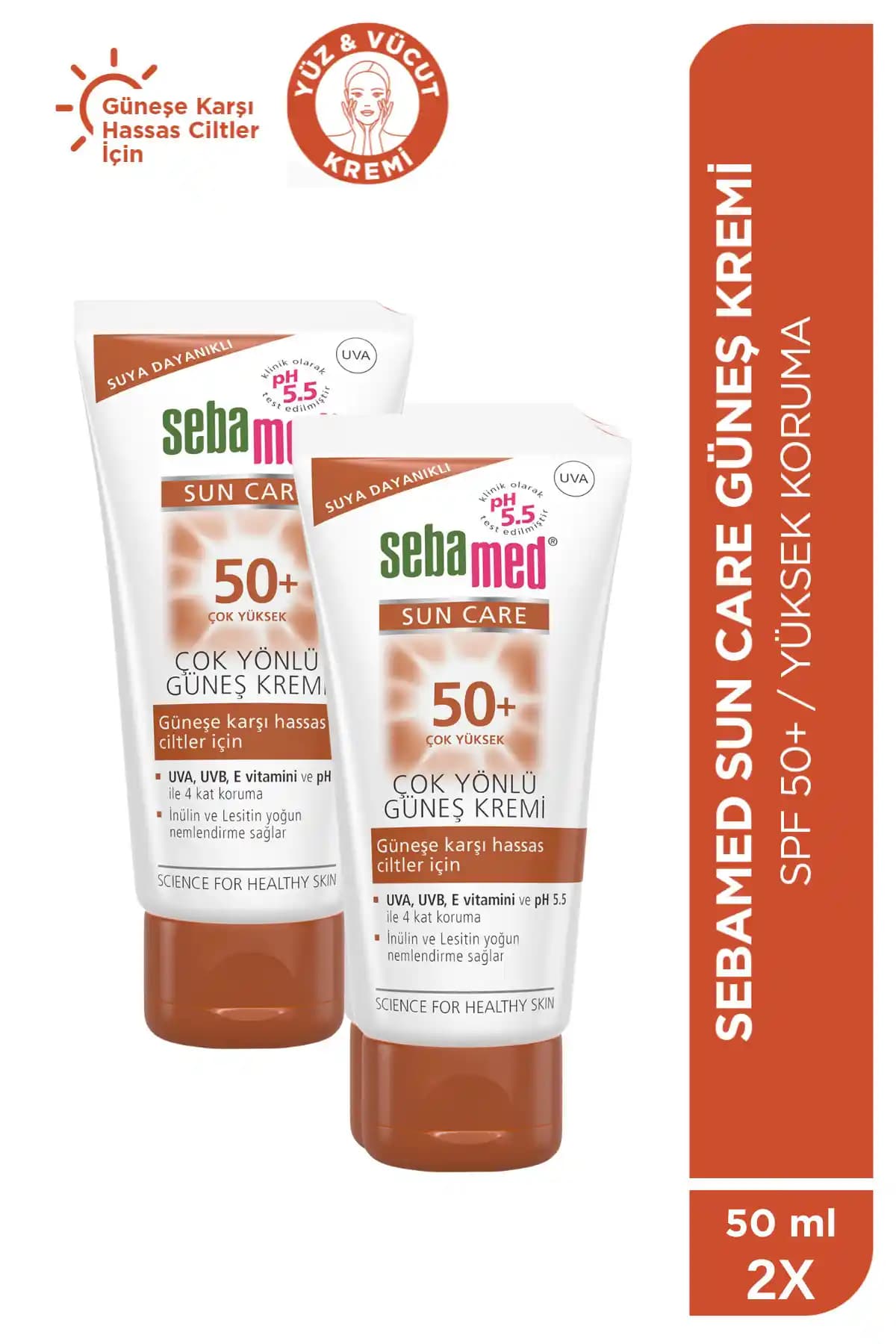 Sebamed Sun Care SPF 50+ UVA/UVB Filtresi ve E Vitamini İçeren Yüksek Koruma Güneş Kremi