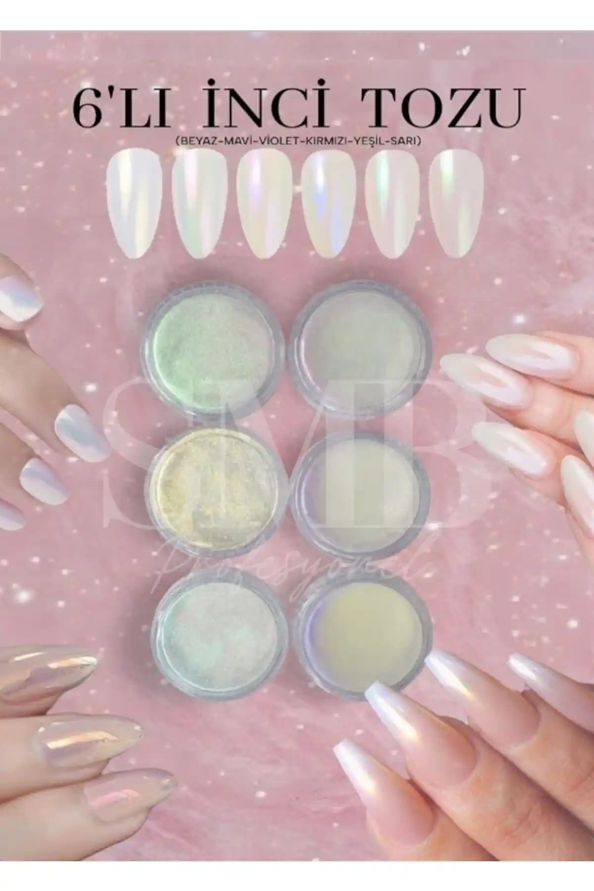 SMB Profesyonel İnci Tozu 6'lı Paket: Kalıcı ve Parlak Nail Art Çözümleri