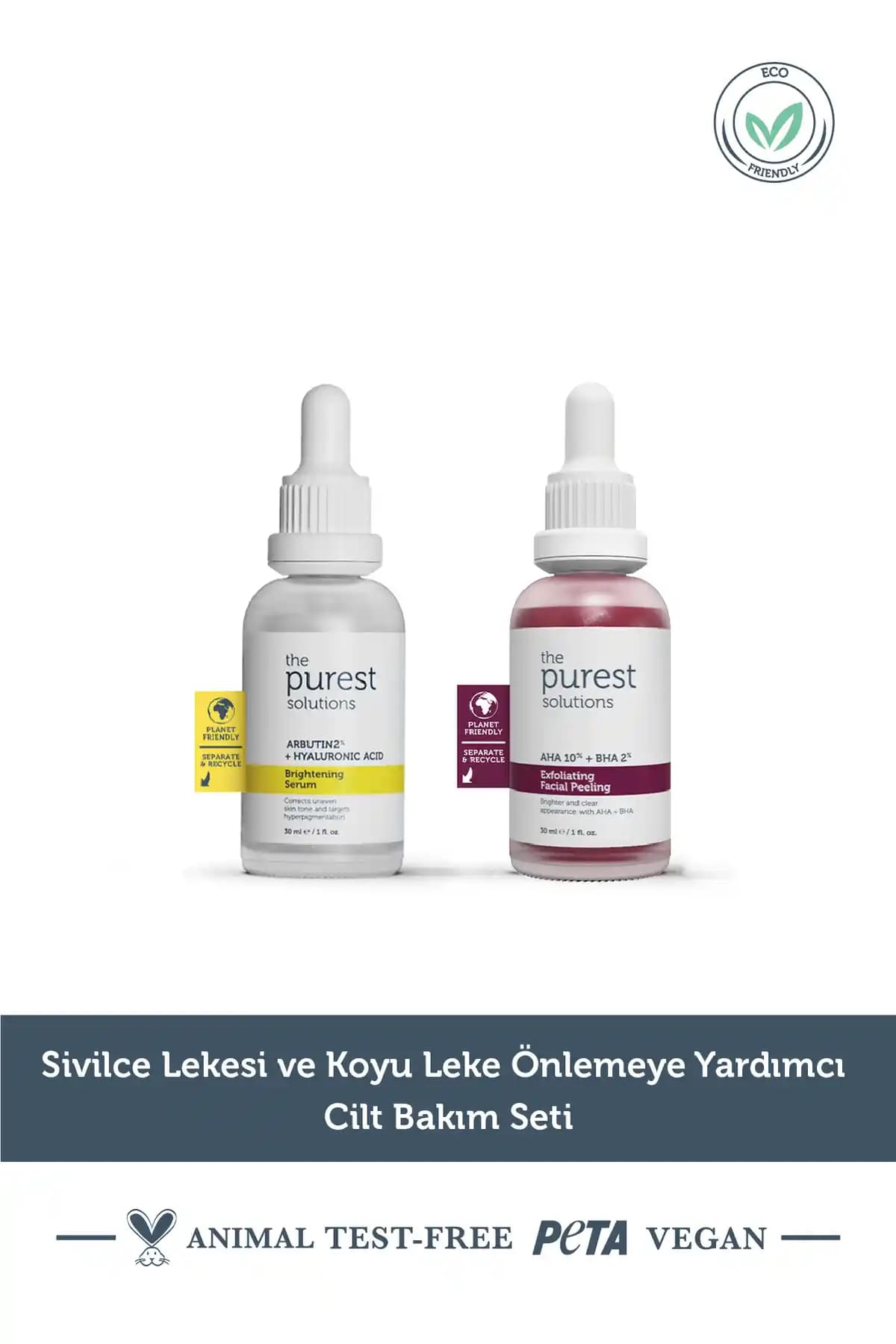 The Purest Solutions AHA BHA ve Arbutinli Cilt Bakım Seti ile Ton Eşitleme ve Aydınlatma