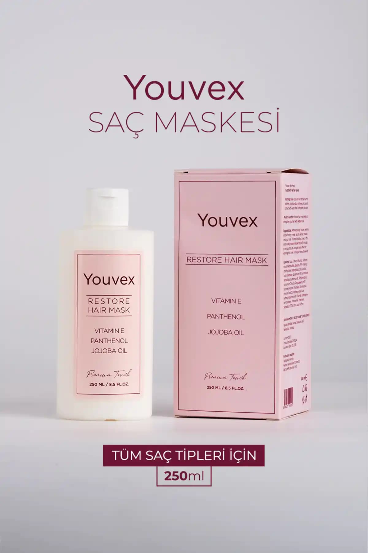 Youvex Güçlendirici, Besleyici ve Onarıcı Saç Bakım Maskesi 250 ml ile Sağlıklı Saçlar