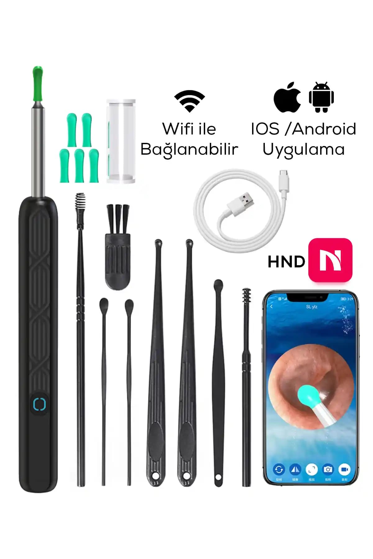 ALFAGİFT Kablosuz WiFi Akıllı Kameralı Kulak Temizleme Cihazı Sağlık ve Teknoloji Birliği