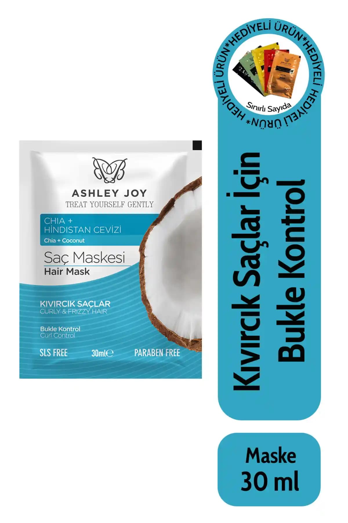 Ashley Joy Kıvırcık Saçlar İçin Chia Tohumu ve Hindistan Cevizi İçeren Bukle Kontrol Maskesi