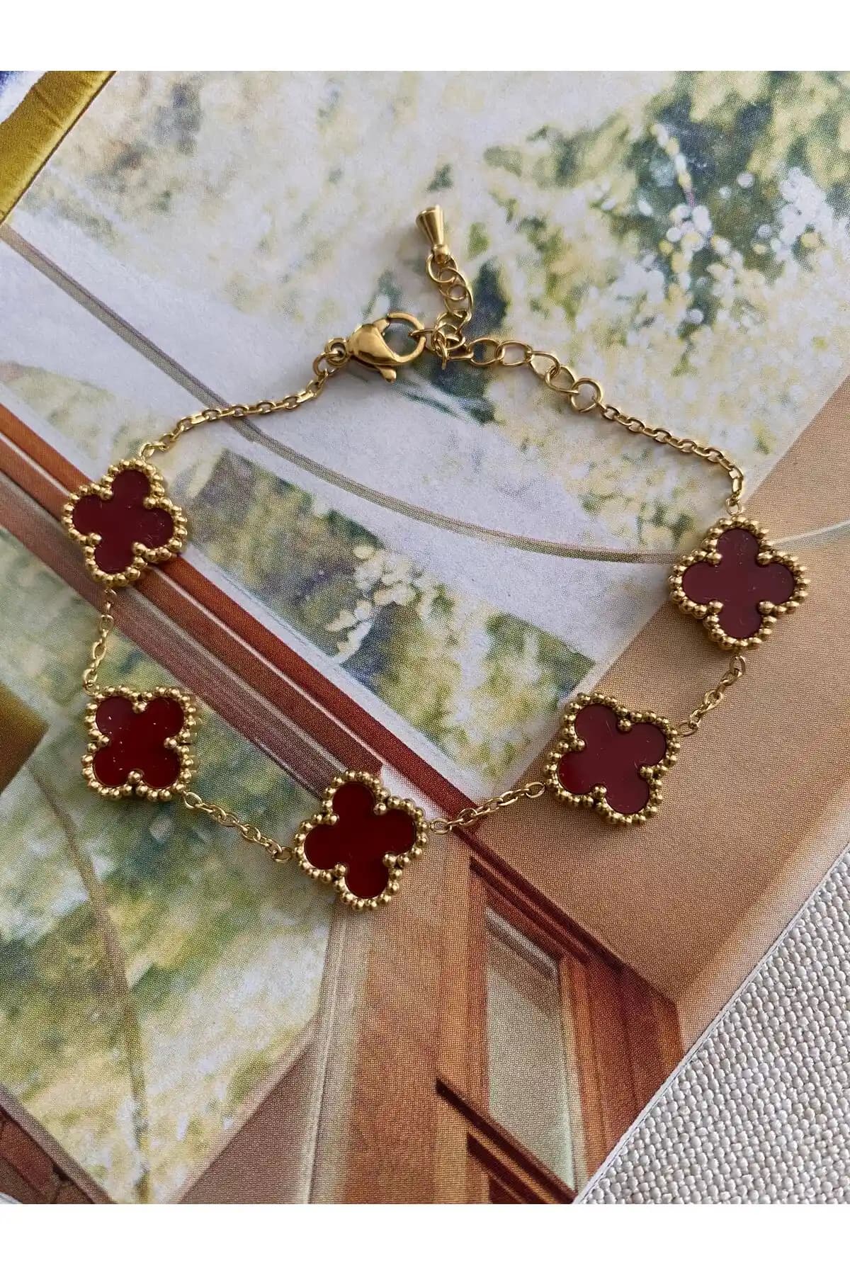 ATELİERGONCA Bordo Çelik Çift Yönlü Bileklik: Dayanıklı ve Şık Modern Aksesuar