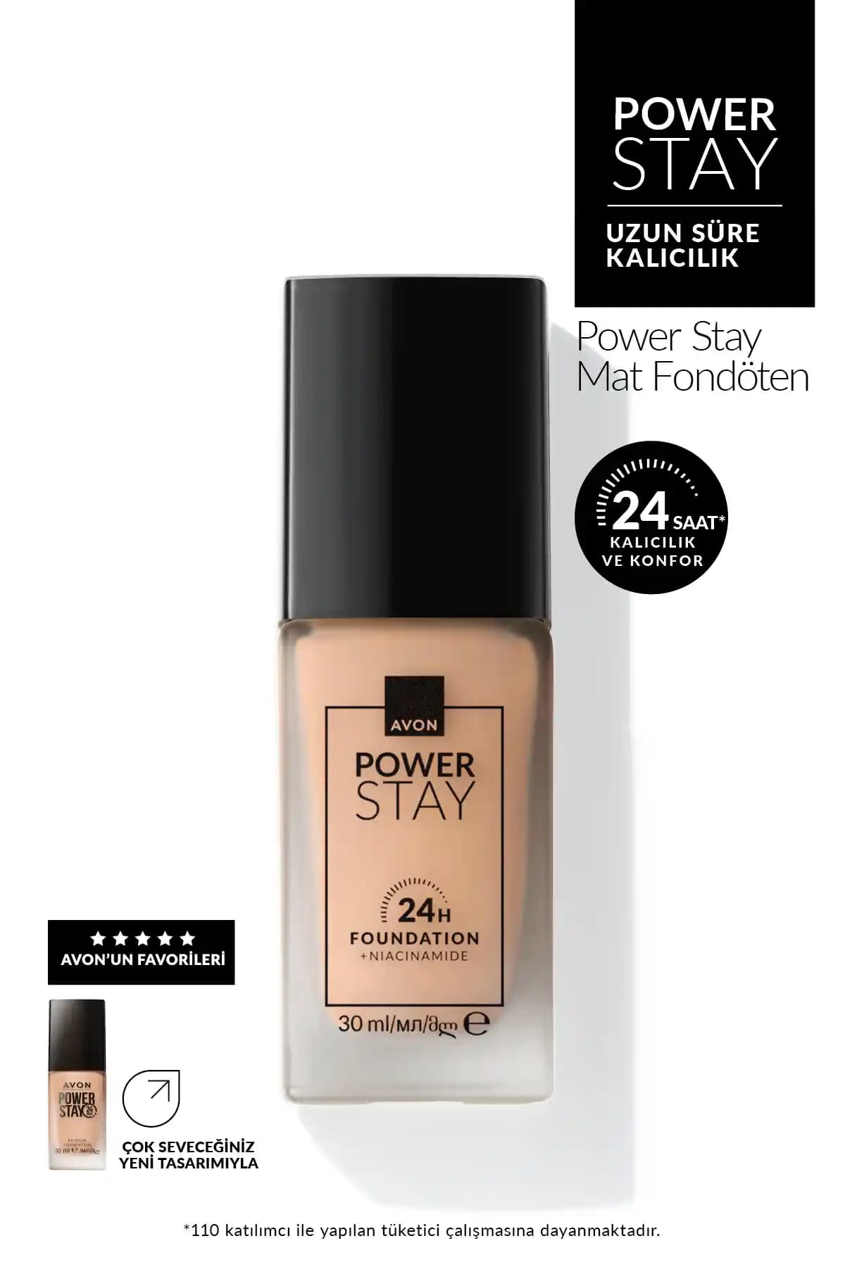 Avon Power Stay Mat Fondöten 250N Creamy Beige - Uzun Süre Kalıcı ve Doğal Görünüm