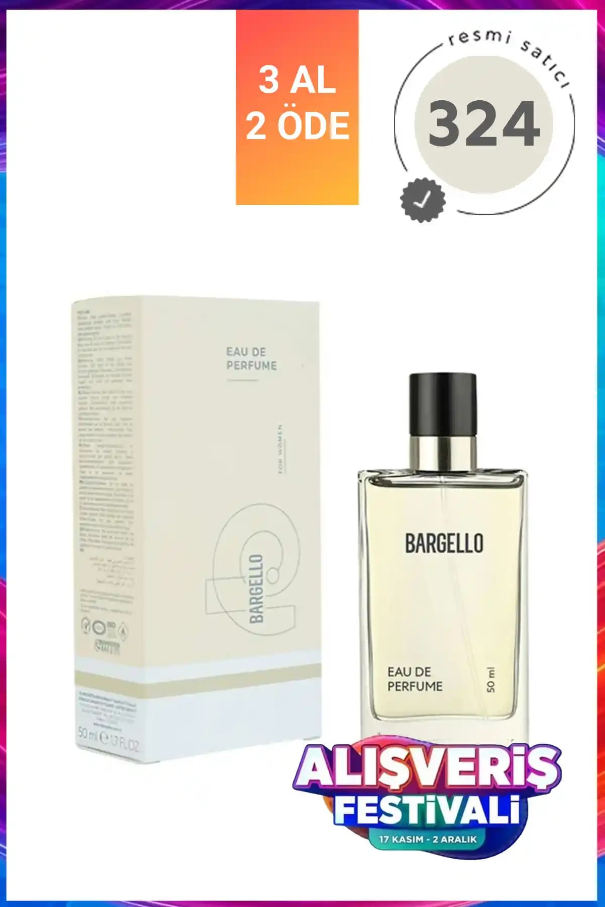 Bargello 324 Kadın Parfümü 50 ml Ortaental Koku Uzun Süre Kalıcılık ve Şıklık