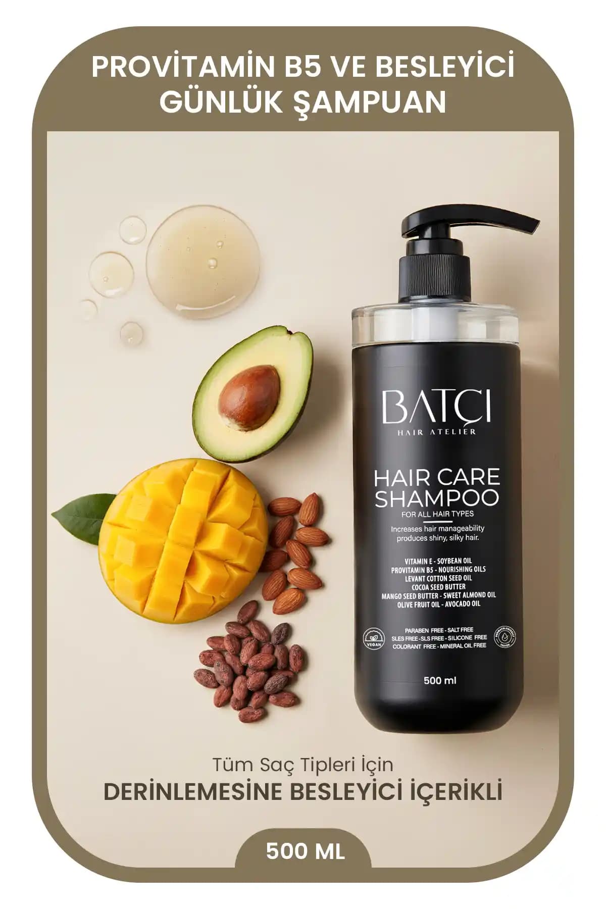 Batçı Sülfatsız Parabensiz Mentolsüz Derinlemesine Besleyici Şampuan Saç Sağlığı ve Doğal Bakım İçin