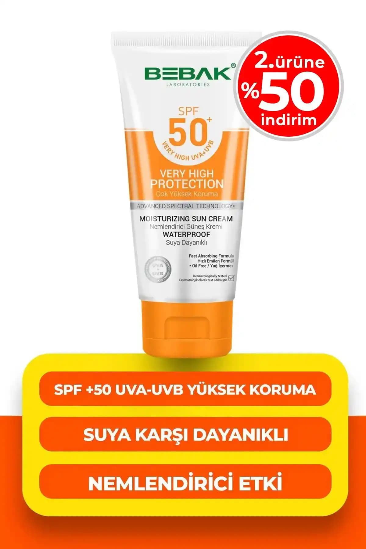 Bebak Güneş Kremi 75 ML SPF 50+ Suya Dayanıklı ve Vegan Cilt Koruma Ürünü