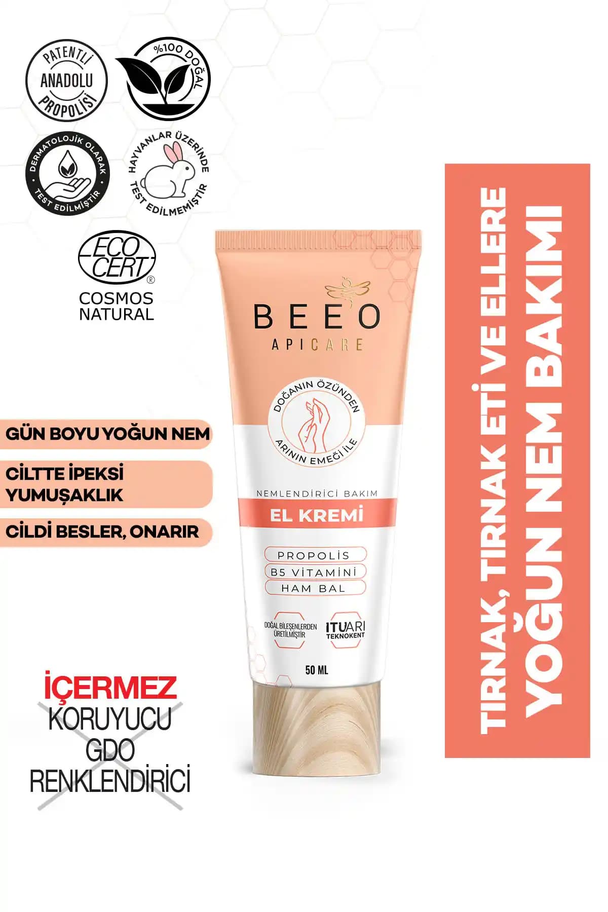 BEE'O Nemlendirici Ballı El Kremi: Doğal İçeriklerle Güçlendirilmiş Bakım Çözümü