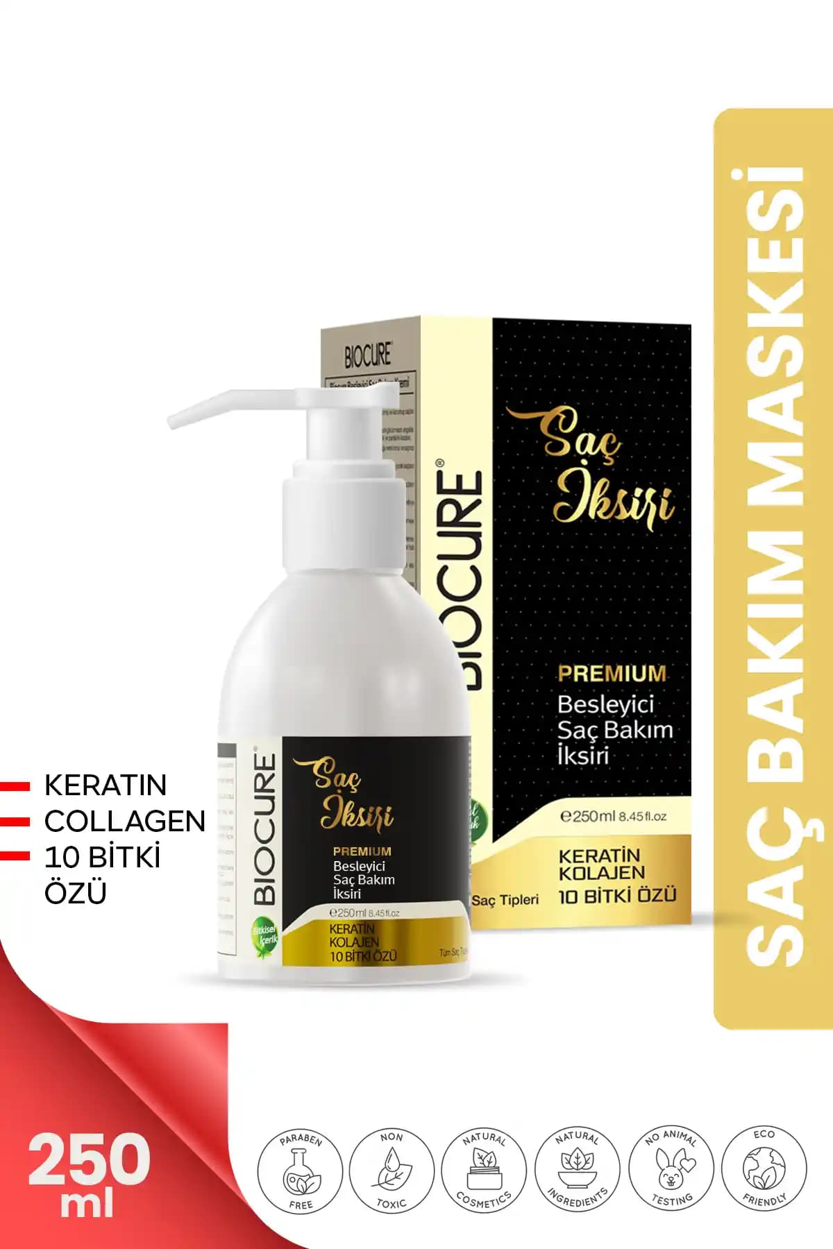 Biocure Premium Besleyici Saç Bakım Maskesi: Doğal İçeriğiyle Saçlarınızı Güçlendirin ve Parlatın