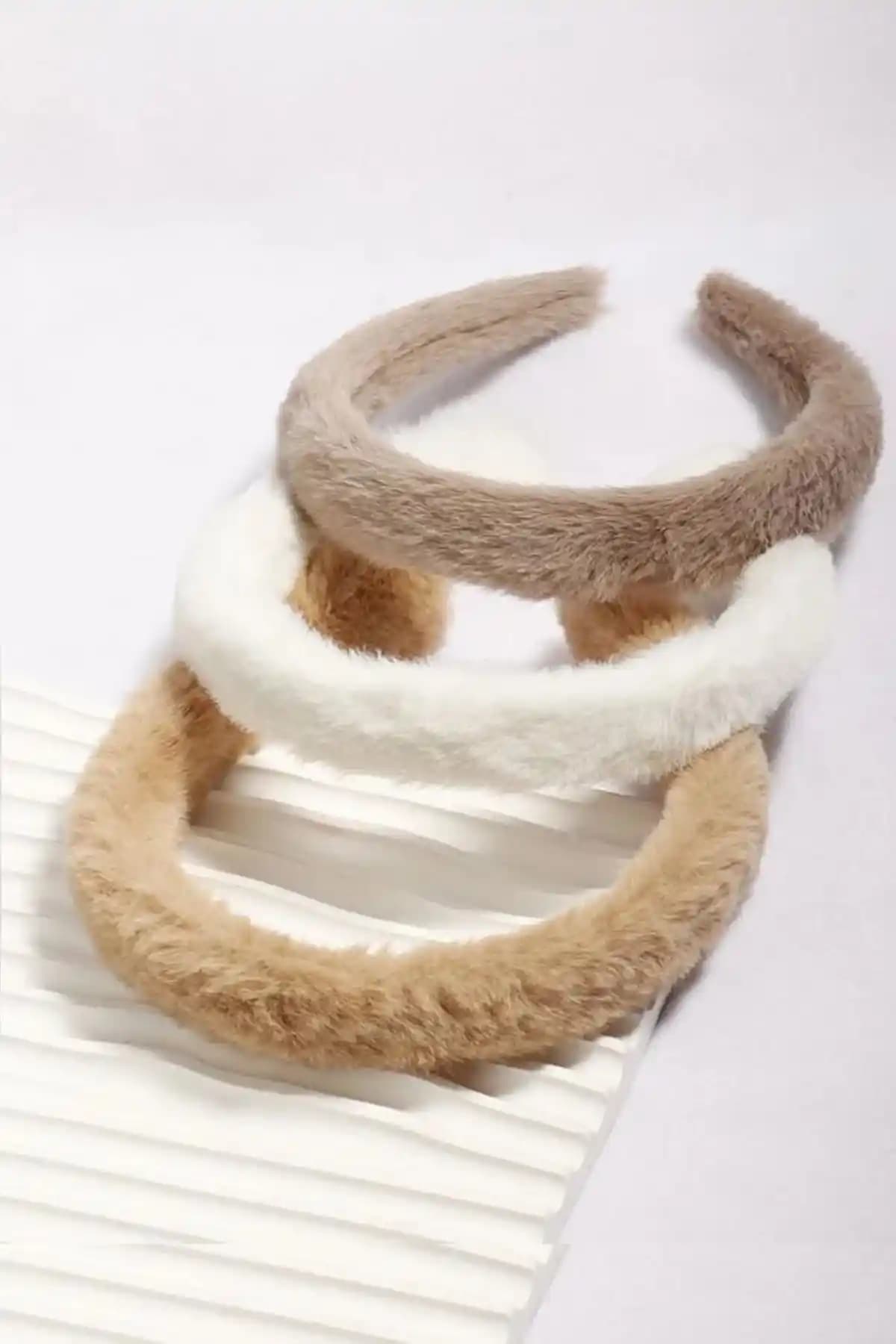 C&E Design Kadın 3'lü Peluş Taç Seti Şık ve Konforlu Aksesuar Alternatifi