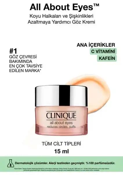 Clinique All About Eyes Göz Çevresi Kremi: Koyu Halkalar ve Şişlikler İçin Etkili Çözüm