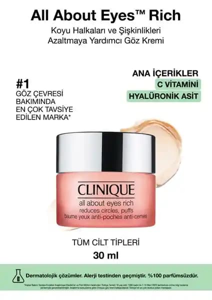 Clinique All About Eyes Rich Göz Kremi: Yoğun Nem ve Yatıştırıcı Özellikleriyle Göz Çevresi Bakımı