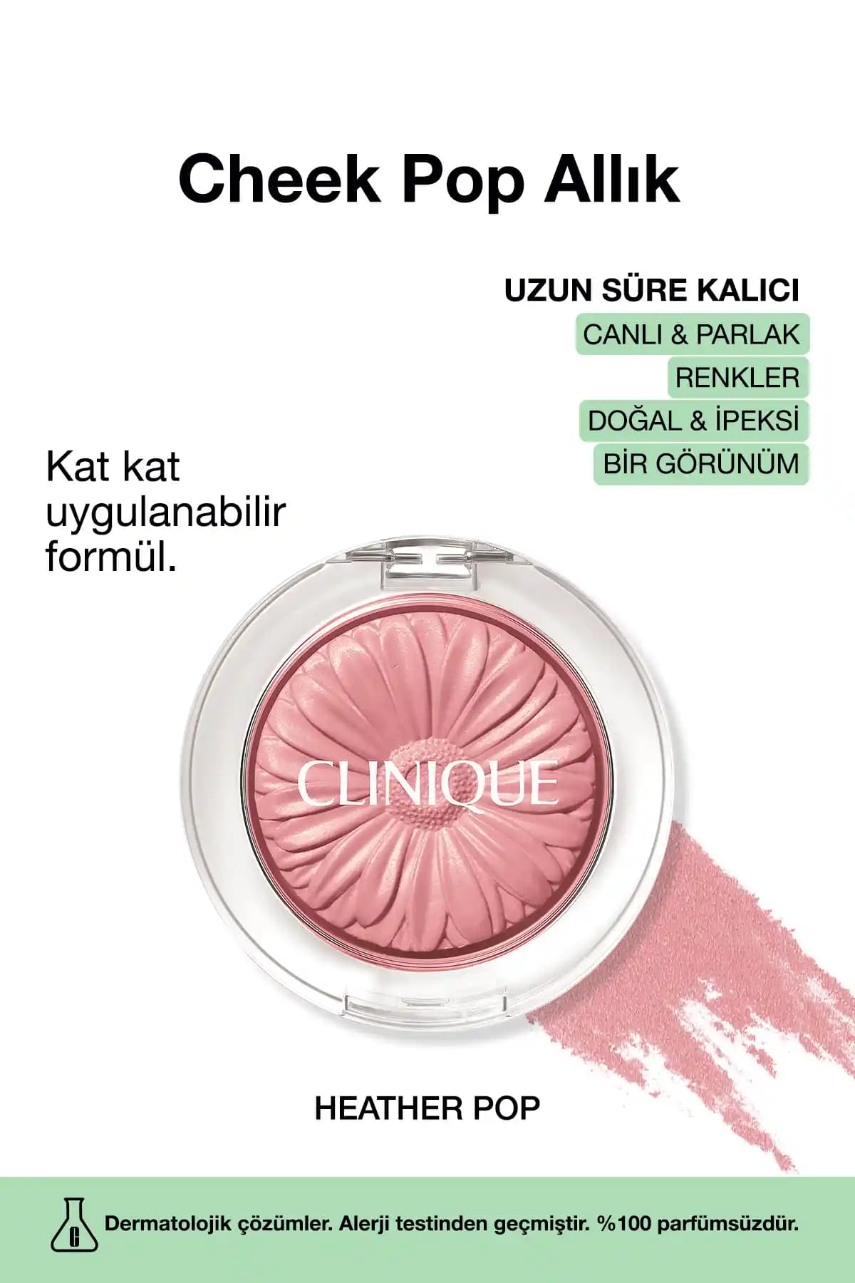 Clinique Cheek Pop Allık Heather Pop: Doğal Görünüm ve Uzun Süre Kalıcılık Sağlayan Pembe Allık