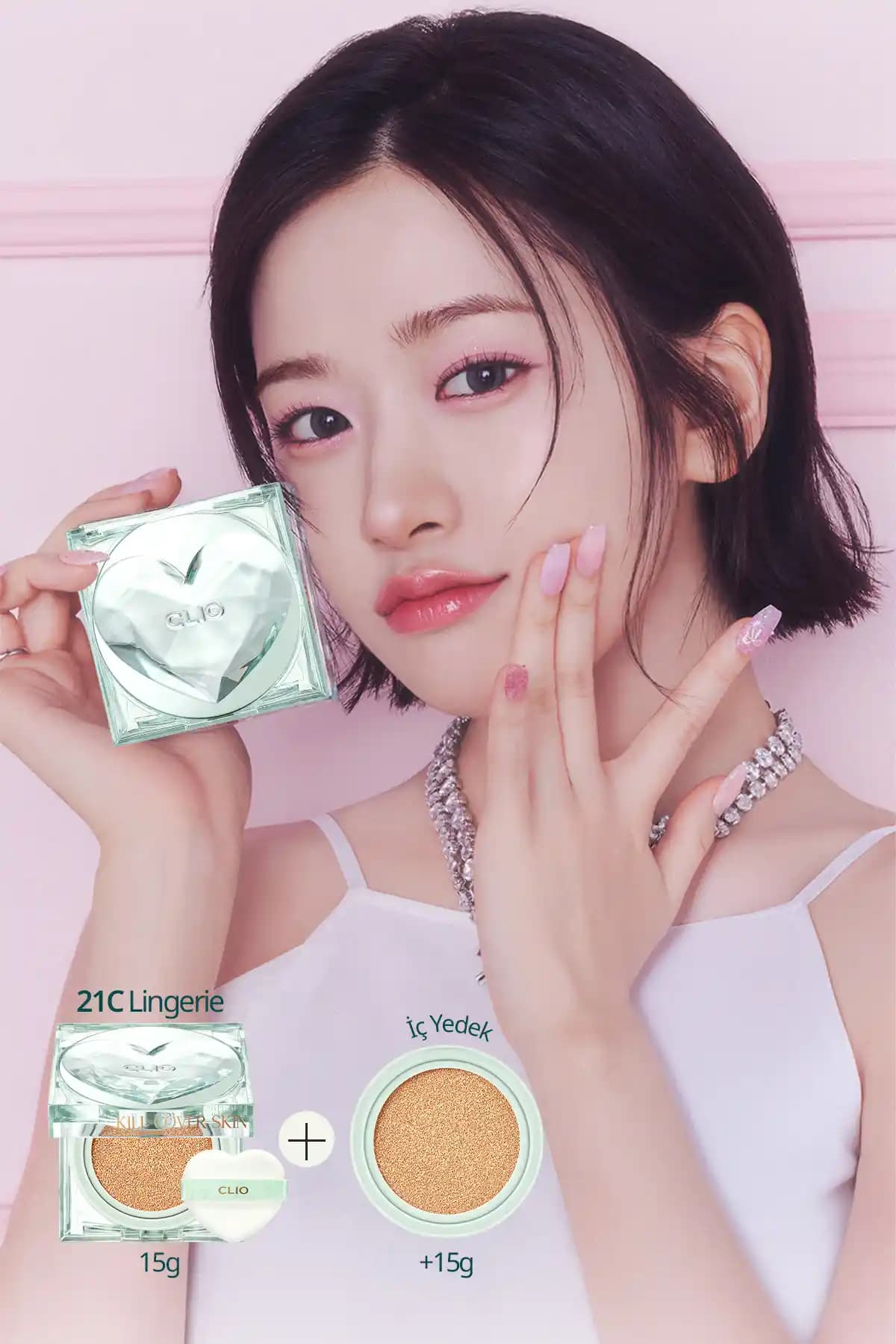 CLIO Özel Tasarım Kalıcı Mat Kill Cover Skin Fixer Cushion ve Refill 21C Lingerie