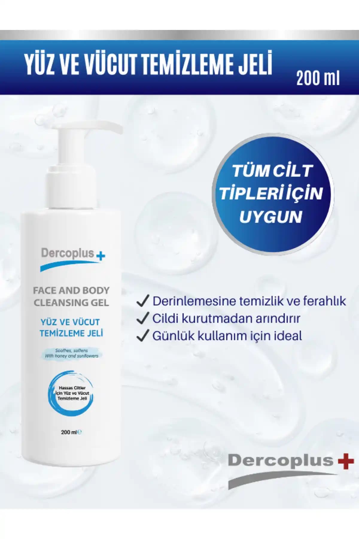 Derccoplus Hassas Ciltler İçin Yüz ve Vücut Temizleme Jeli 200 ml