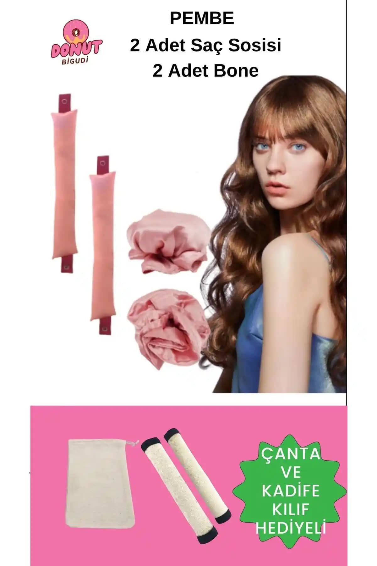 Donut Bigudi Pembe 4'lü Paket: Saç Şekillendirmede Pratik ve Şık Çözüm