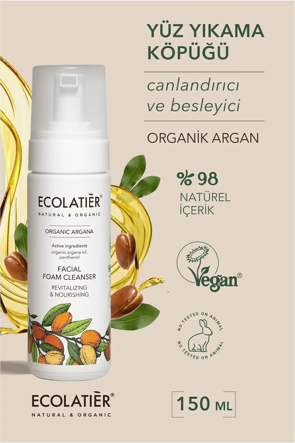 ECOLATIER Organik Yüz Temizleme Köpüğü Hassas Ciltler İçin Doğal ve Canlandırıcı Bakım