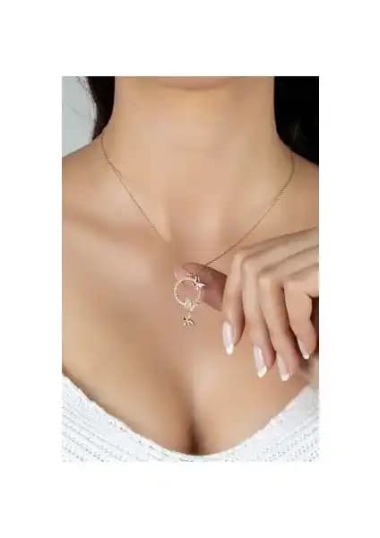 Else Silver Aşk Kelebekleri Tasarımlı 925 Ayar Gümüş Kadın Kolye