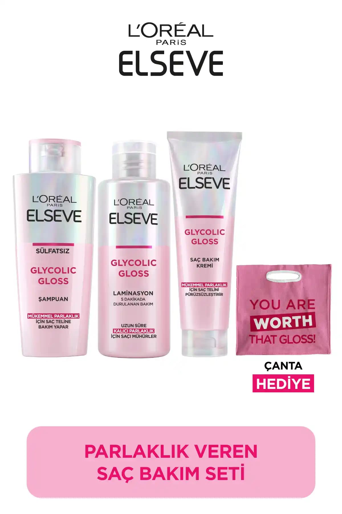Elseve Glycolic Gloss Mükemmel Parlaklık Seti: Saçlara Işıltı ve Sağlık Kazandıran Bakım Çözümü