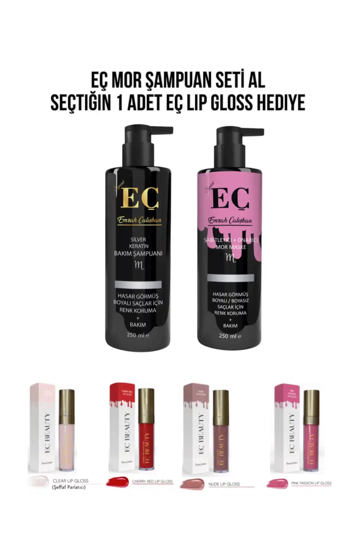 Emrah Çalışkan EÇ Mor Şampuan ve Mor Maske Seti Saç Renk ve Parlaklık Koruma Ürünleri