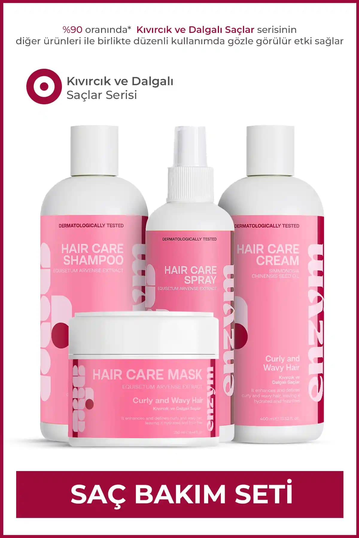 ENZYM COSMETICS Kıvırcık ve Dalgalı Saçlar İçin Hacim ve Dolgunluk Sağlayan Bakım Seti