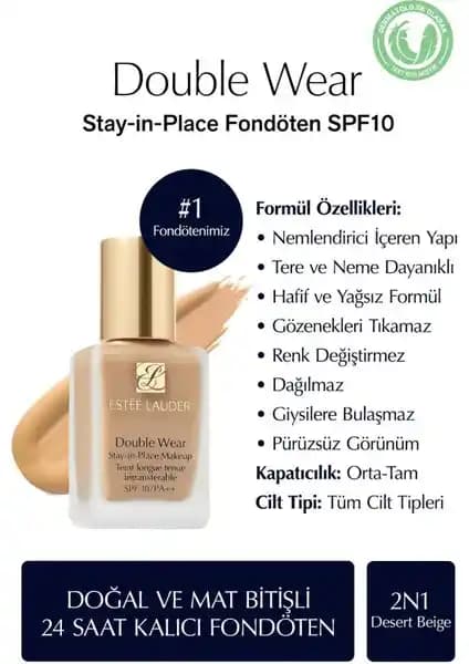 Estée Lauder Double Wear Stay-in-Place Fondöten: Uzun Süre Kalıcı ve Doğal Mat Bitişli Makyaj Ürünü