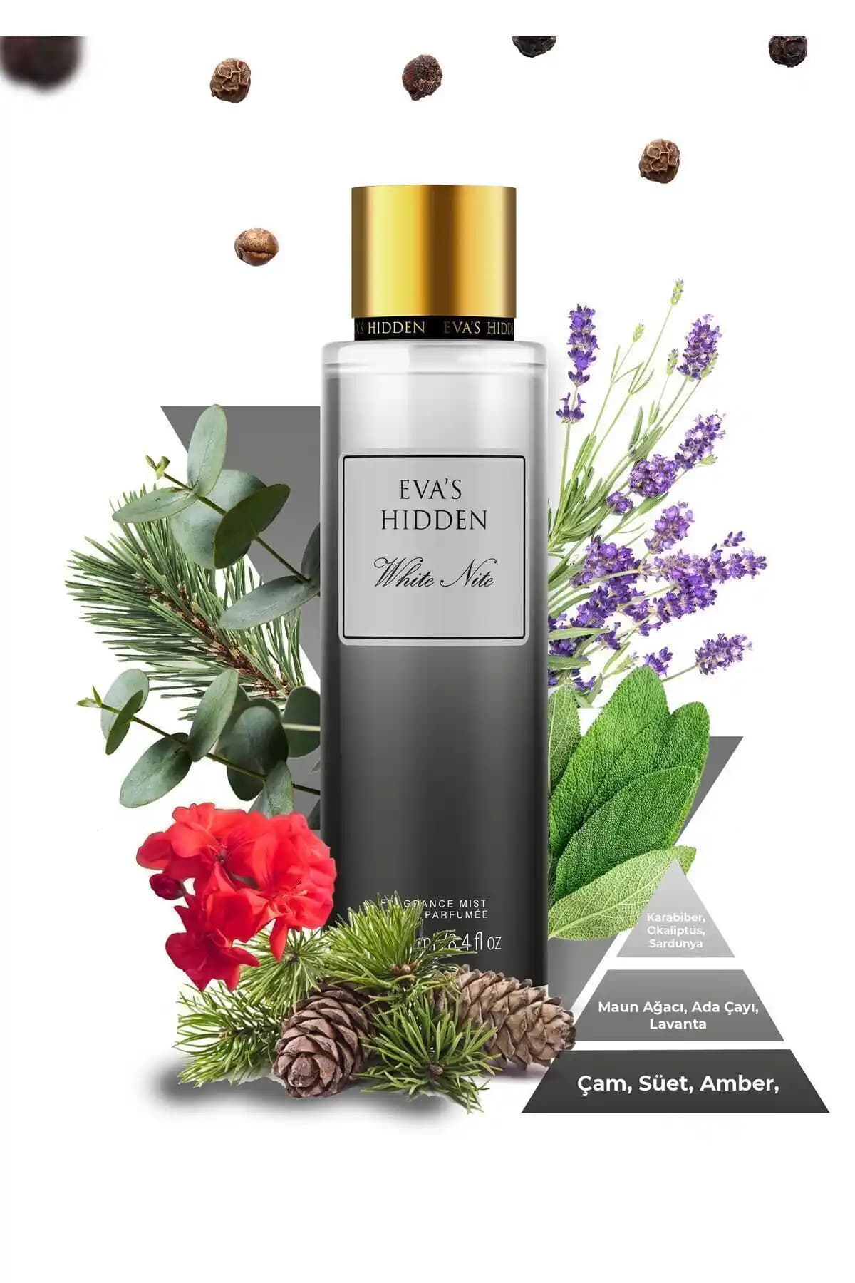 EVAS HIDDEN Body Mist White Nite Odunsu Unisex Ferahlatıcı Vücut ve Saç Spreyi 250 ml