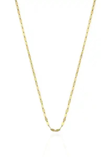 Fiyonk Kuyumculuk 14 Ayar Altın Aynalı Zincir Kolye Modern ve Şık Tasarım