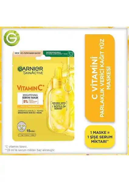 Garnier C Vitamini Parlaklık Verici Kağıt Yüz Maskesi: Yoğun Nem ve Işıltı Sağlayan Etkili Bakım Ürünü