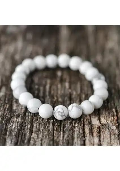 Gerçek Beyaz Havlit Doğal Taş Bileklik: Şıklık ve Dayanıklılığı Bir Arada Sunan Takı