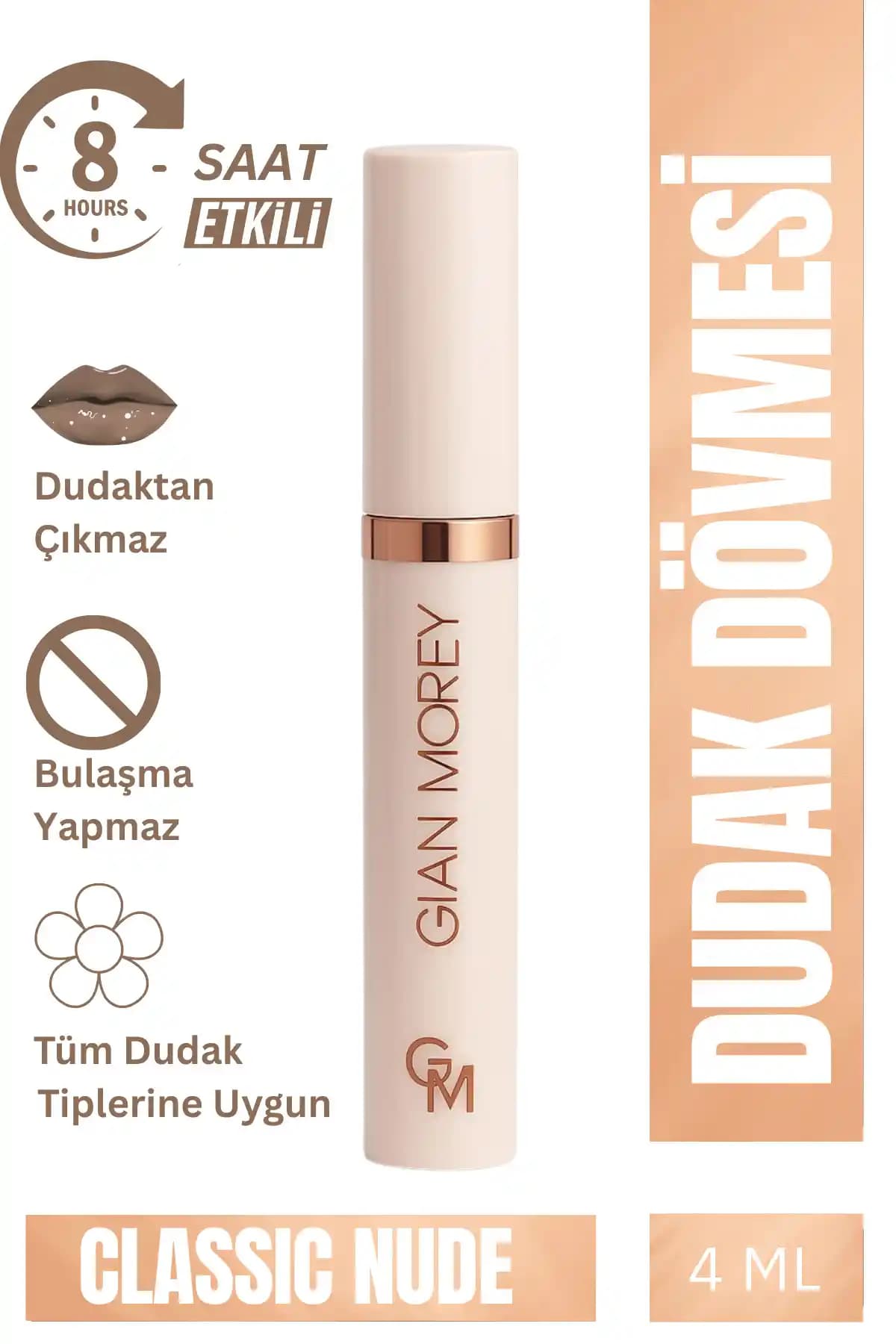 Gian Morey Hot Rose Kalıcı Ruj: Doğal ve Uzun Süre Dayanan Dudak Makyajı Seçeneği