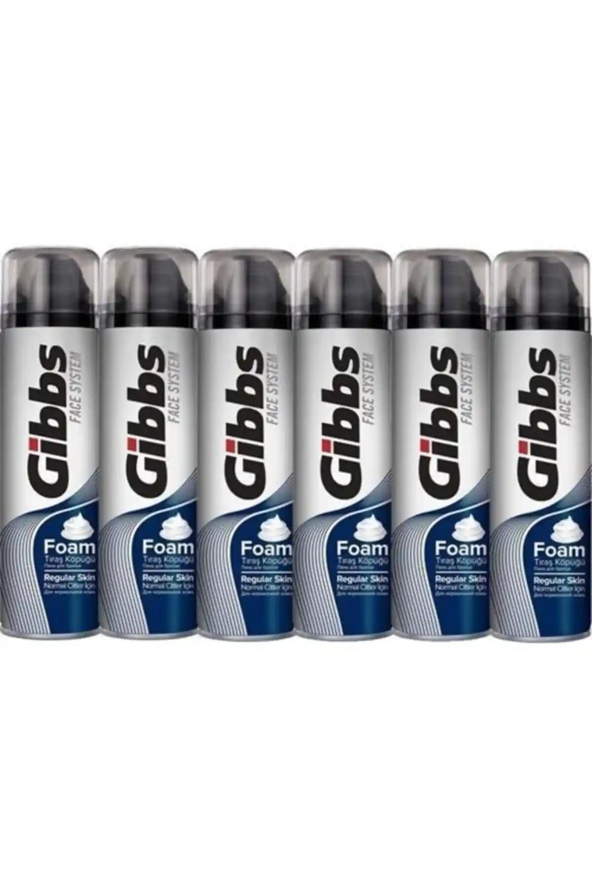 GİBBS Tıraş Köpüğü Regular 200ml x 6 Adet - Hassas Ciltler İçin Güvenli ve Etkili Tıraş Çözümü
