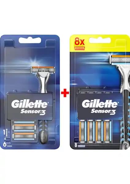 Gillette Sensor3 14'lü Tıraş Makinesi ve Yedek Bıçak Seti ile Hassas ve Konforlu Tıraş Deneyimi