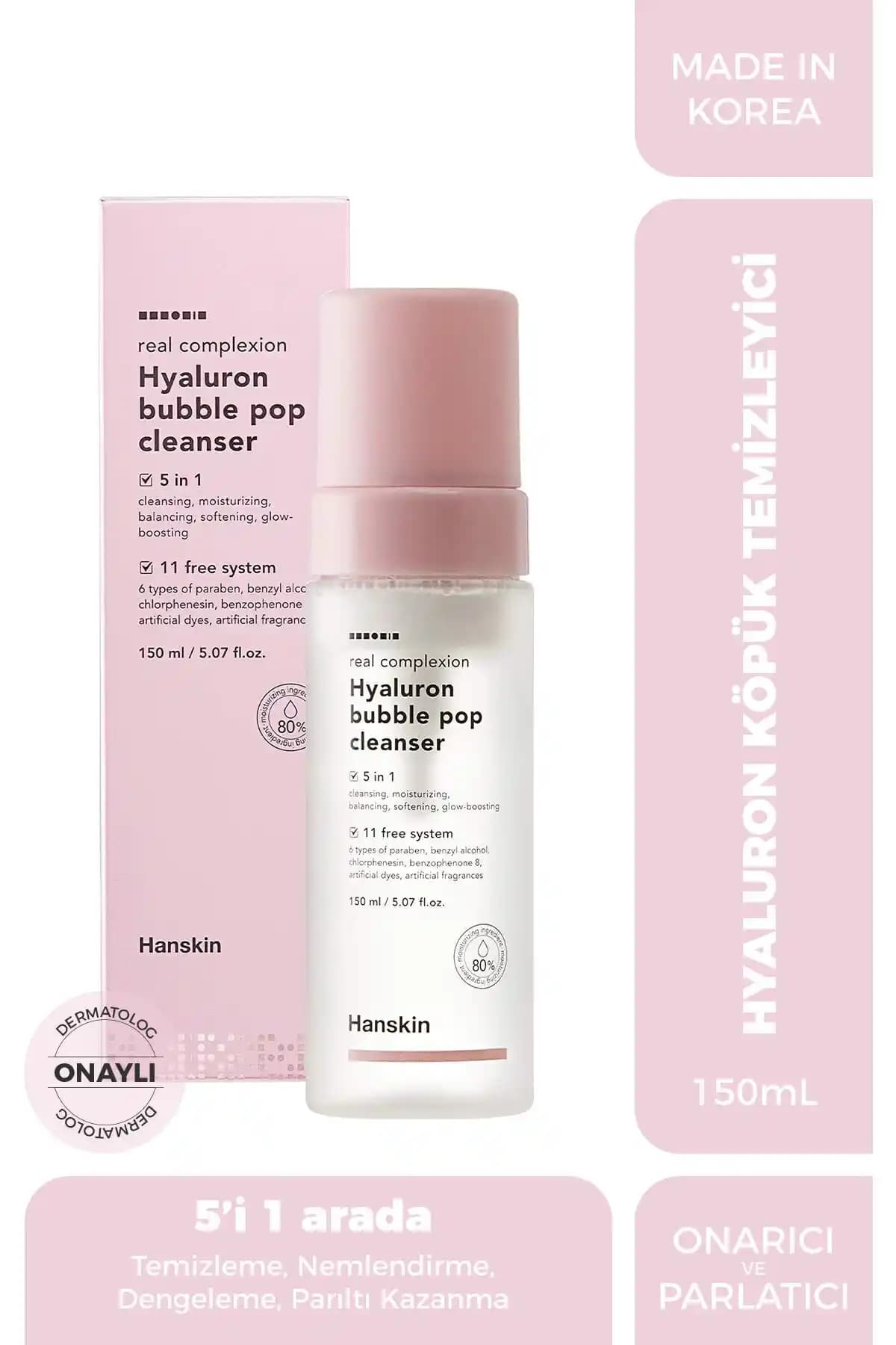 Hanskin Hyaluron Bubble Pop Cleanser: Kuru ve Hassas Ciltler İçin Nemlendirici Temizlik Çözümü