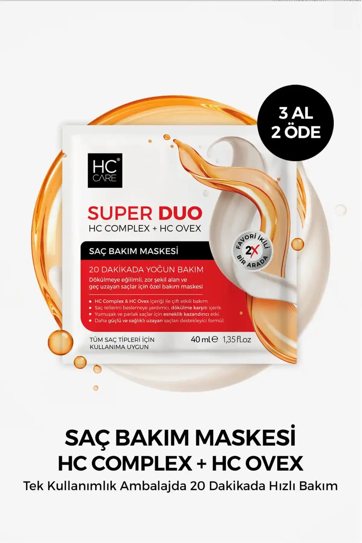 HC Care HC Super Duo Saç Bakım Maskesi: Doğal İçeriklerle Güçlendirilmiş Saç Onarım Çözümü