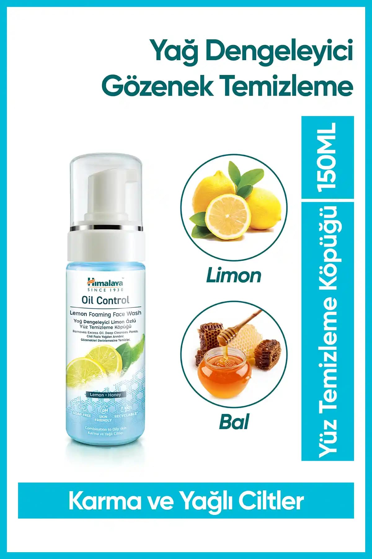 Himalaya 1930 Yağ Dengeleyici Yüz Temizleme Köpüğü Doğal ve Etkili Cilt Temizliği İçin