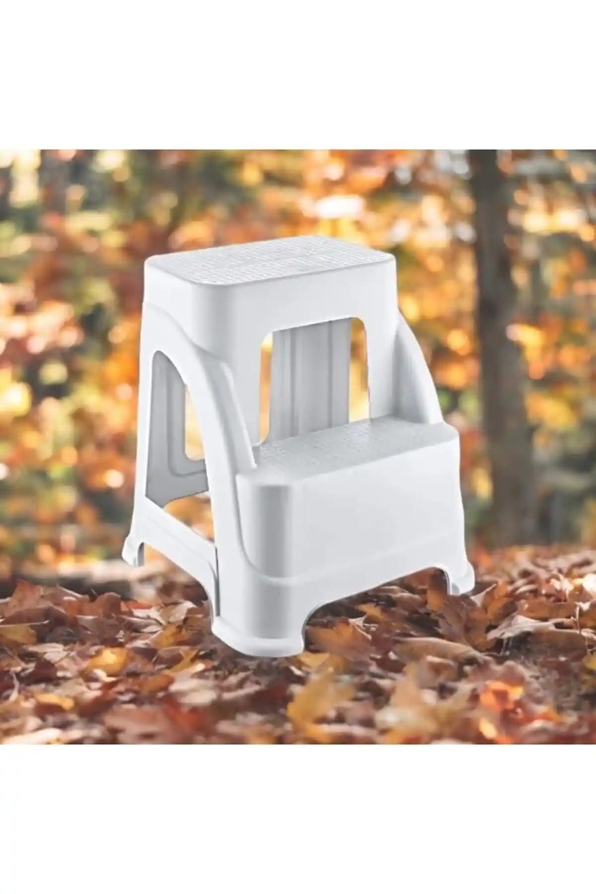 HOLLYHOME Merdivo Büyük Beyaz Basamaklı Tabure: Dayanıklı ve Çok Yönlü Kullanım İçin Ideal