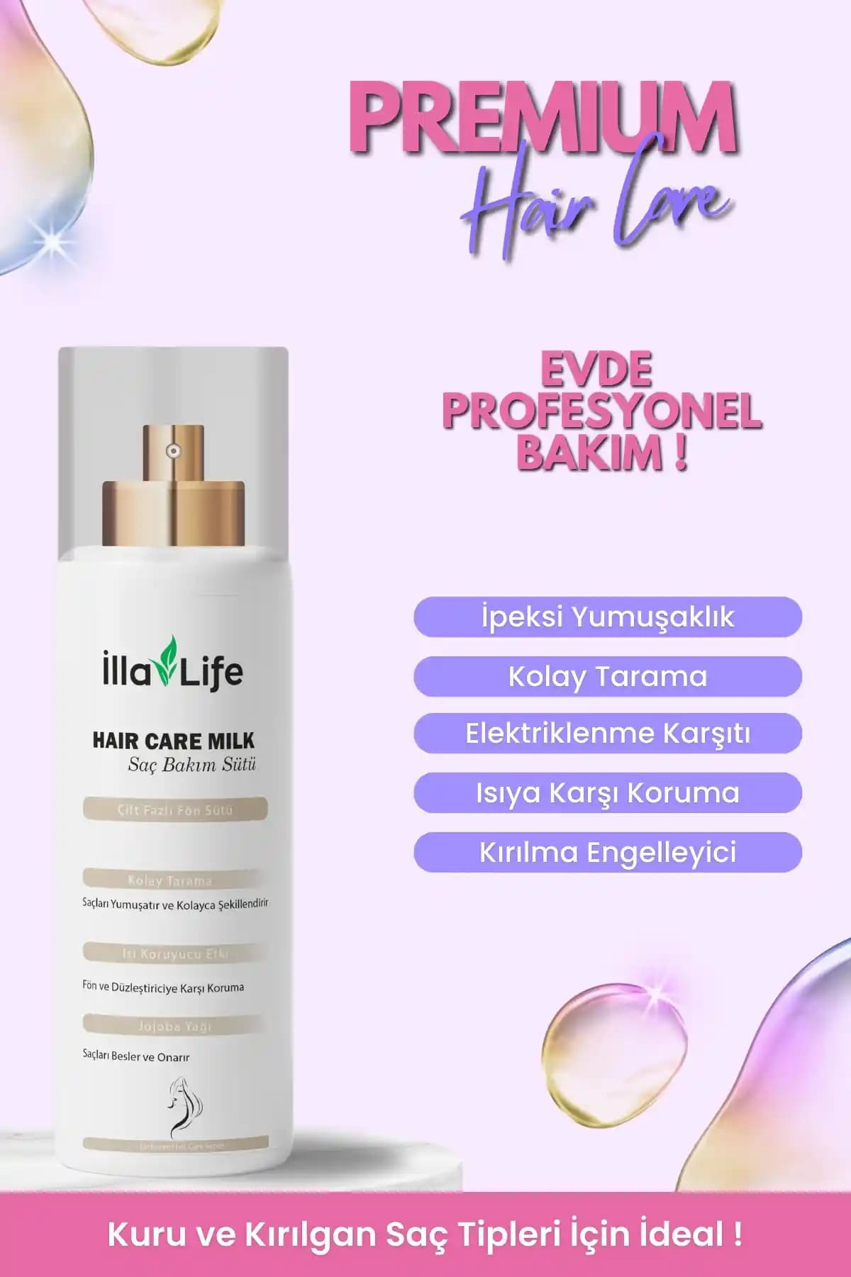 İlla Life Premium Saç Bakım Ürünü: Saçlarınızı Koruyan ve Güçlendiren Çift Fazlı Fön Sütü