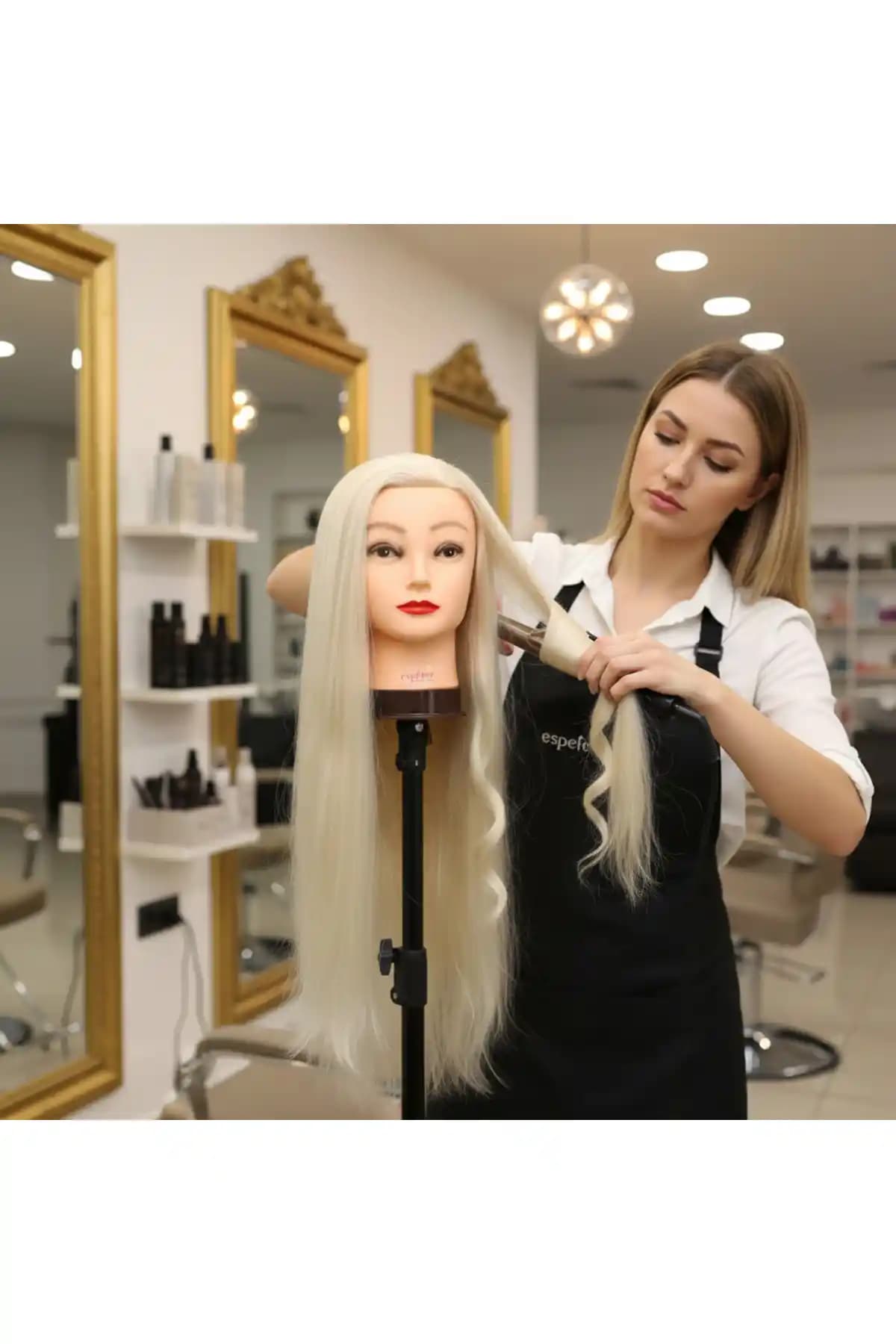 İnter Kuaför Eğitim Mankeni Fiber Sentetik 65 Cm Profesyonel Kullanım ve Eğitim İçin