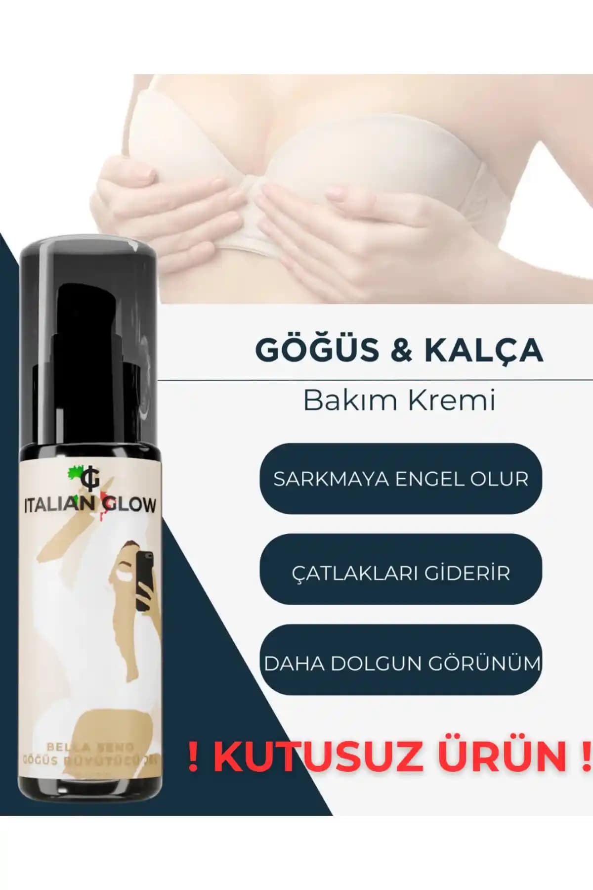 ItalianGlow Dolgunlaştırıcı ve Dikleştirici Göğüs Bakım Jeli: Doğal ve Etkili Göğüs Bakımı Ürünü