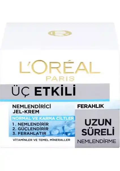 L'Oréal Paris Üç Etkili Nemlendirici Jel Krem: Karma Ciltler İçin Günlük Bakım Çözümü