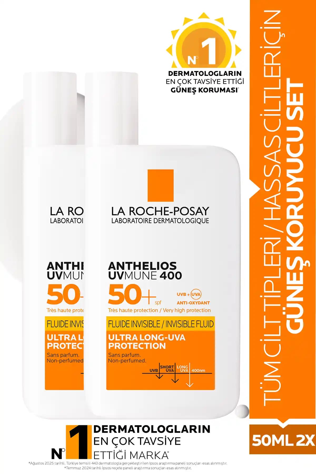 La Roche Posay Tüm Cilt Tipleri İçin Uygun Yüz Cilt Bakım Seti ve SPF50+ Güneş Kremi