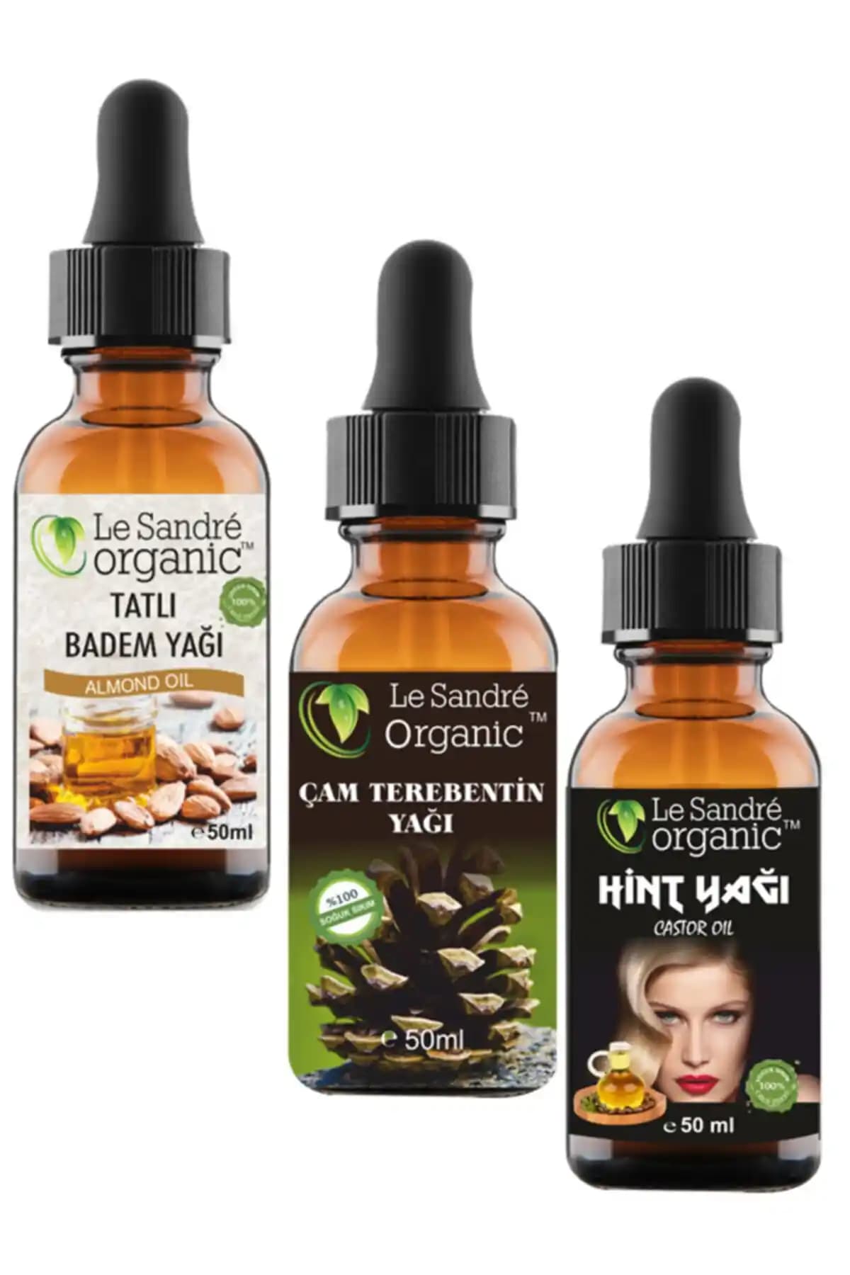 Le'Sandre Organics Doğal Saç Bakım Seti Badem, Çam Terebentin ve Hint Yağıyla Güçlenir