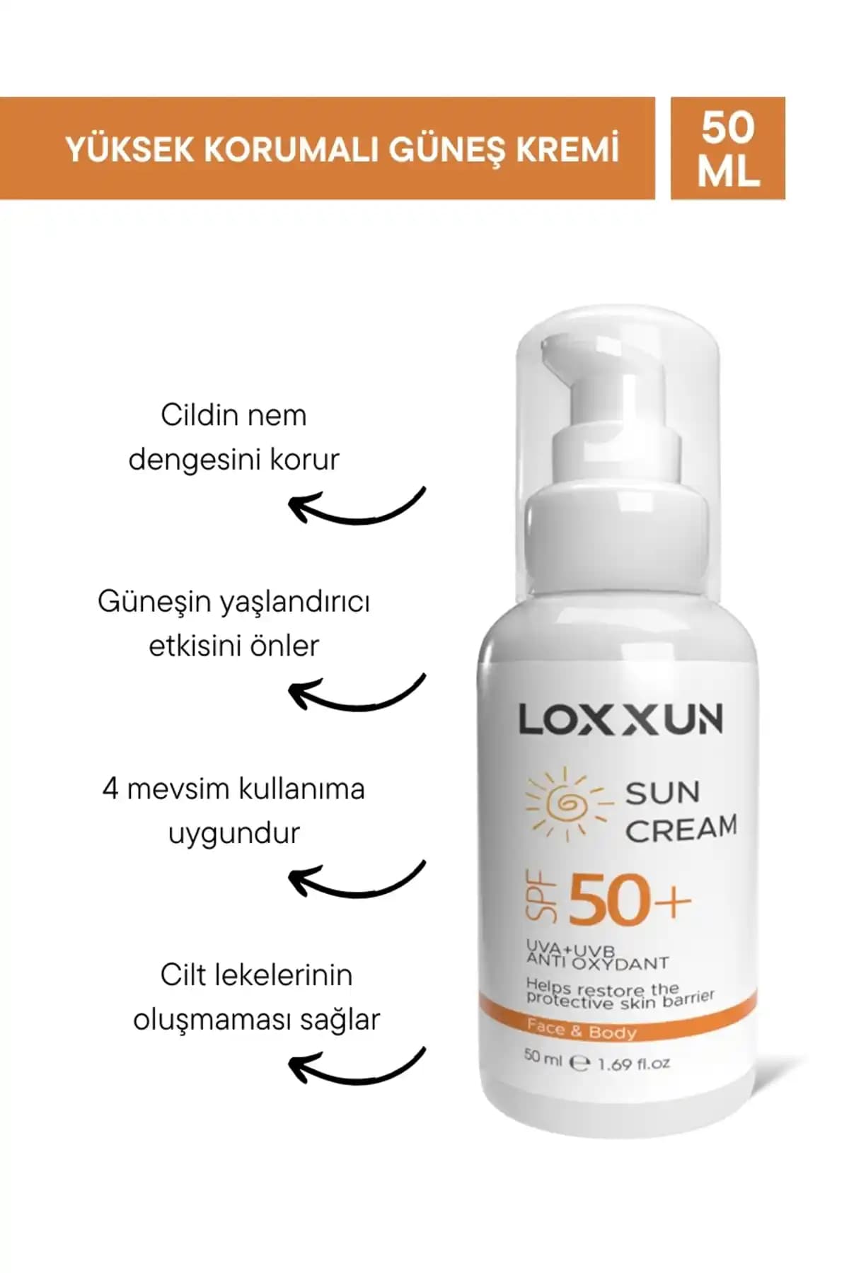 LOXXUN SPF 50 Güneş Kremi: Tüm Cilt Tipleri İçin Güçlü Koruma ve Leke Karşıtı Özellikler