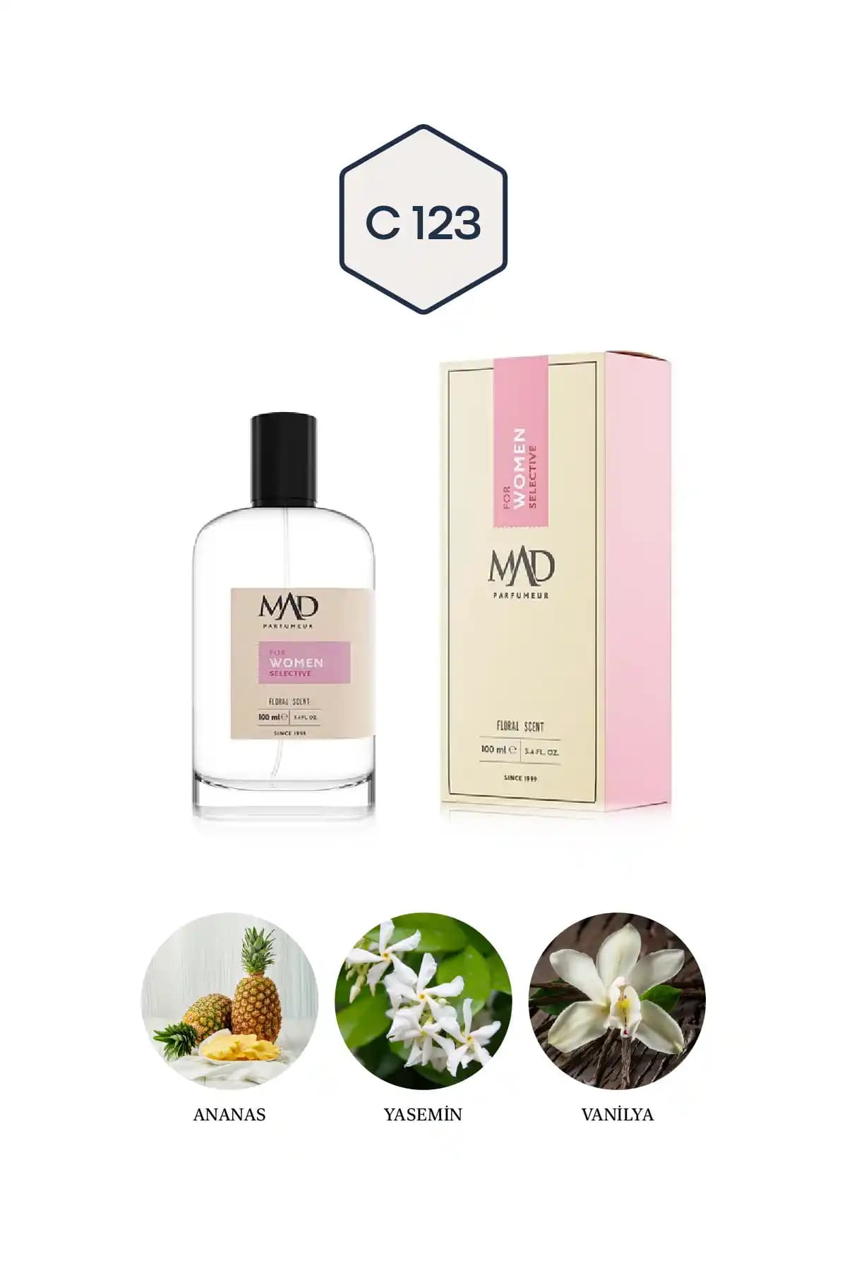 Mad C123 Selective Kadın Parfümü Zarafet ve Kalıcılık Sunan 100 ml Aromatik Koku