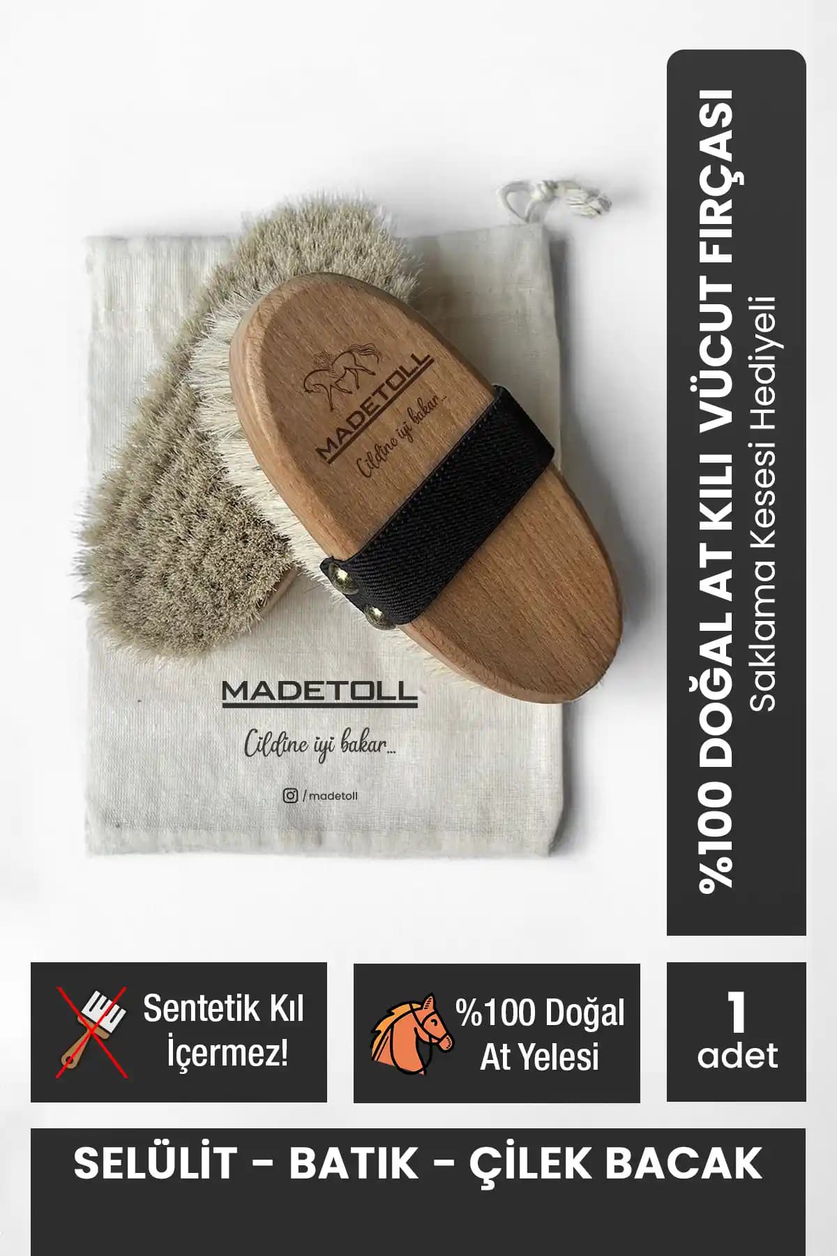 Madetoll %100 Doğal At Kılı Selülit Fırçası ile Sağlıklı ve Pürüzsüz Cilt Bakımı